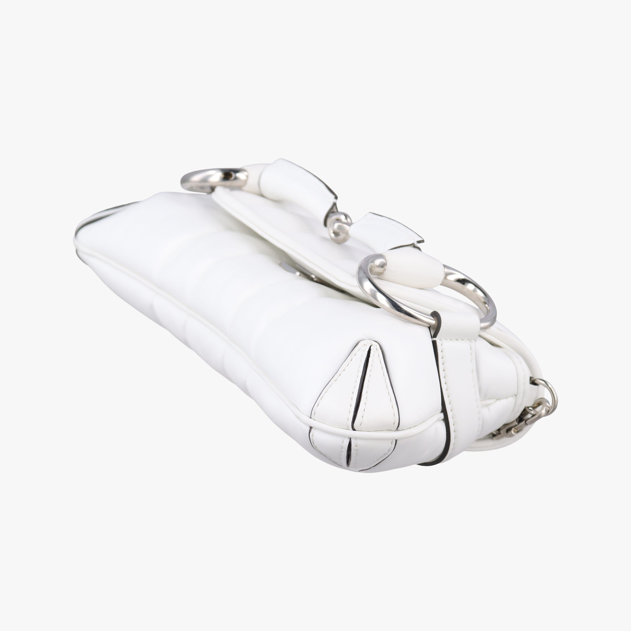 Pre-owned Gucci Horsebit White lambskin 764339 shoulderbag | stylenewstar