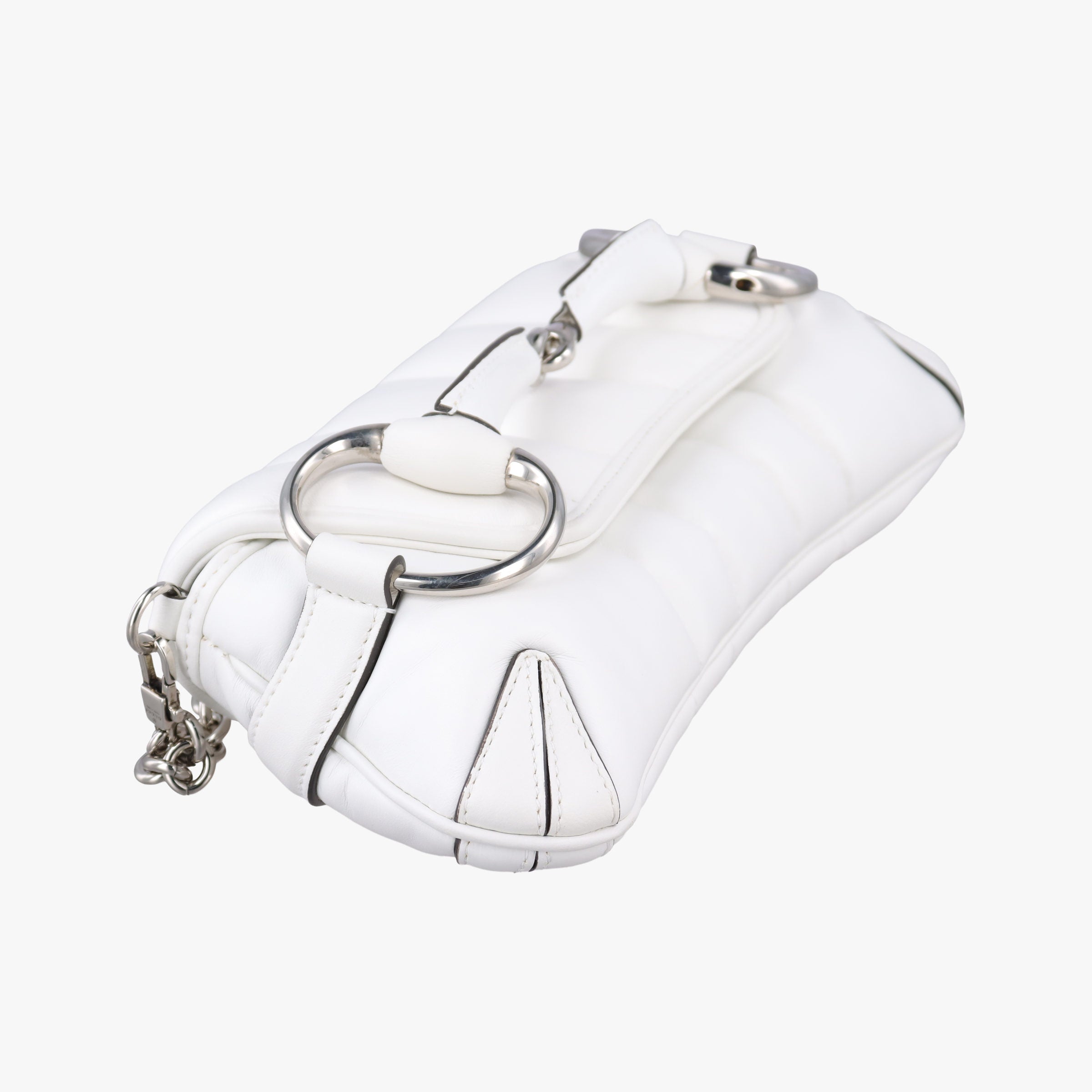 Pre-owned Gucci Horsebit White lambskin 764339 shoulderbag | stylenewstar