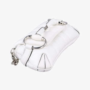 Pre-owned Gucci Horsebit White lambskin 764339 shoulderbag | stylenewstar