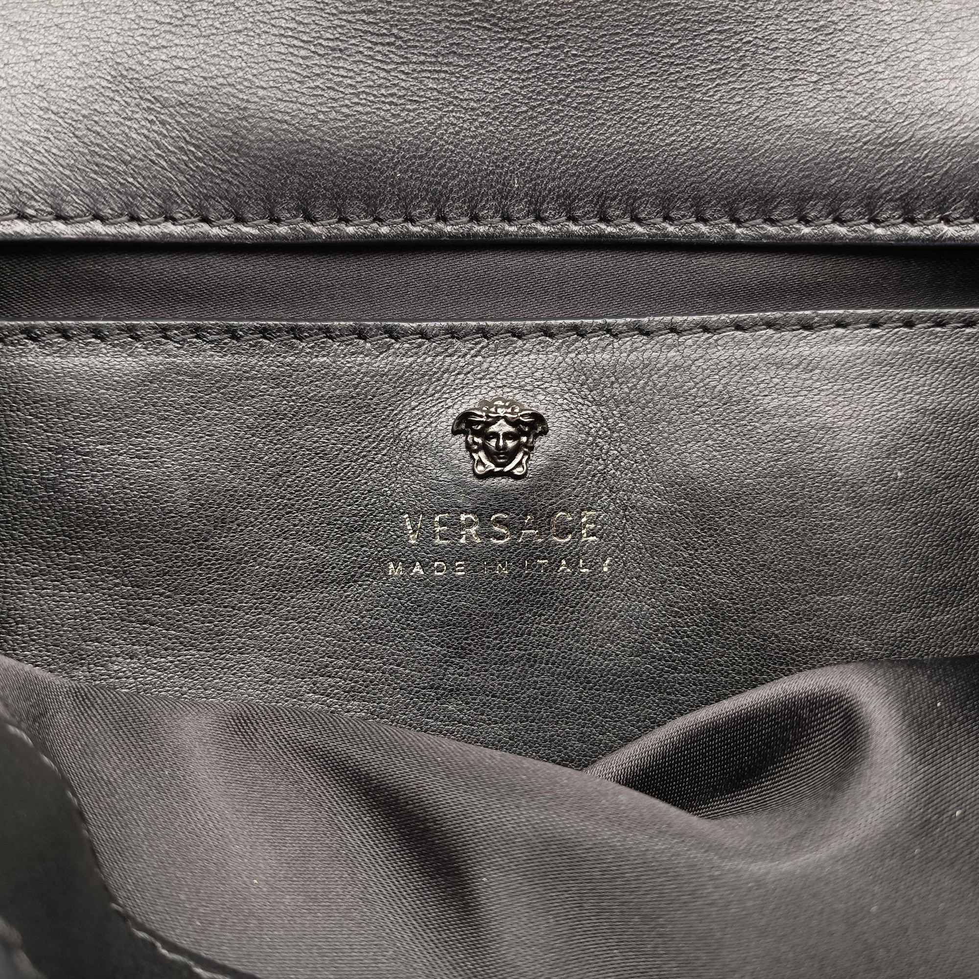 Secondhand VERSACE Palazzo Sultan Blue×White Tweed  & Leather  shoulderbag | stylenewstar