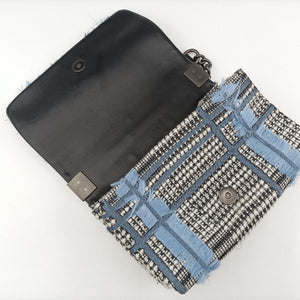 Secondhand VERSACE Palazzo Sultan Blue×White Tweed  & Leather  shoulderbag | stylenewstar