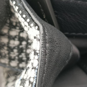 Secondhand VERSACE Palazzo Sultan Blue×White Tweed  & Leather  shoulderbag | stylenewstar