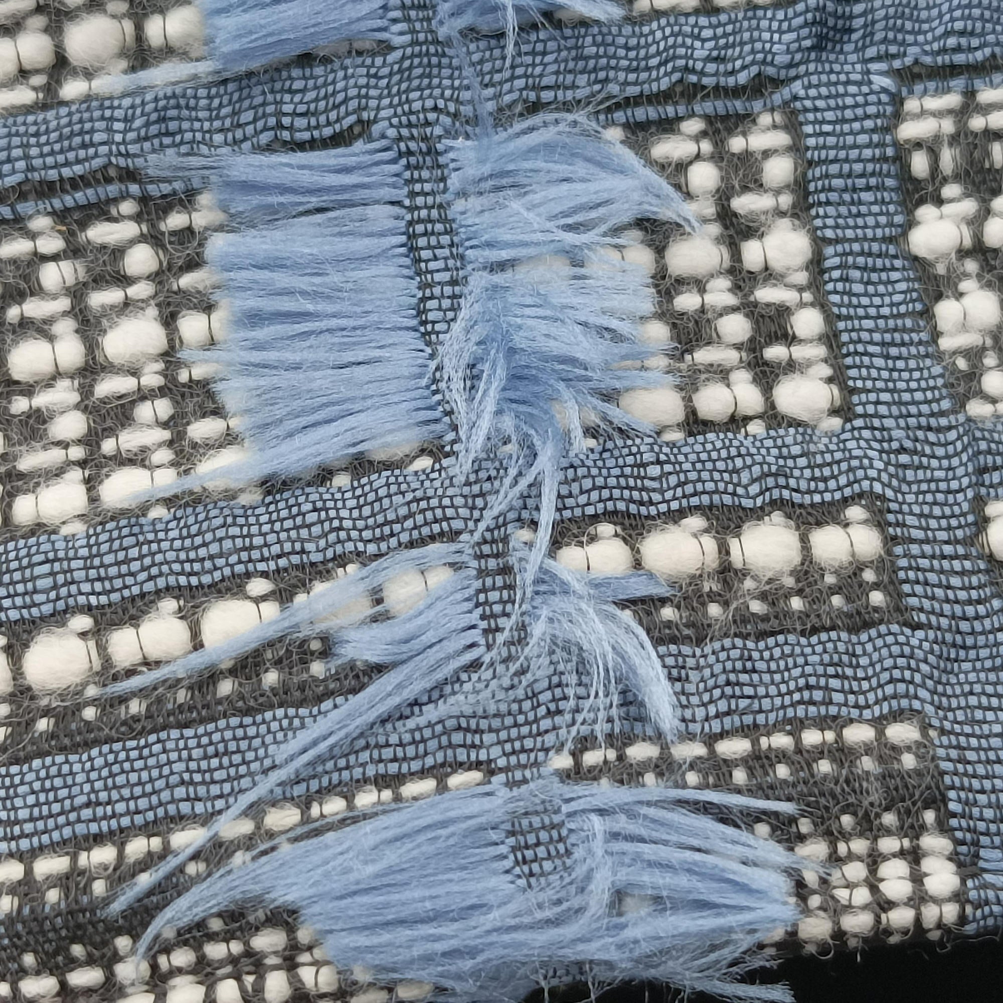 Secondhand VERSACE Palazzo Sultan Blue×White Tweed  & Leather  shoulderbag | stylenewstar