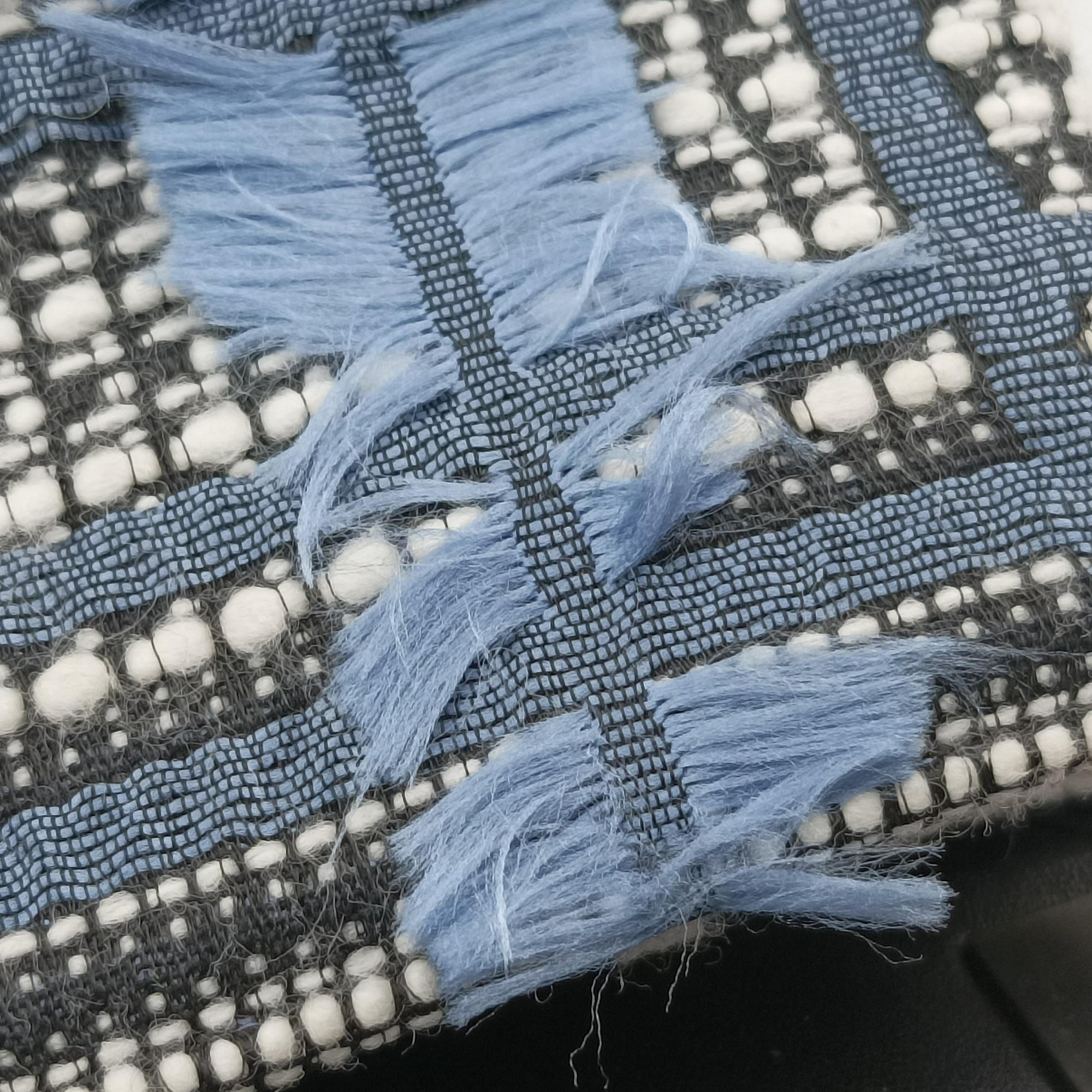 Secondhand VERSACE Palazzo Sultan Blue×White Tweed  & Leather  shoulderbag | stylenewstar