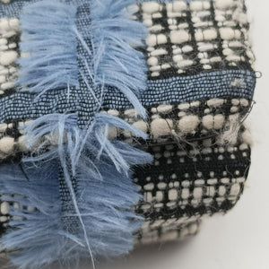 Secondhand VERSACE Palazzo Sultan Blue×White Tweed  & Leather  shoulderbag | stylenewstar