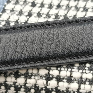 Secondhand VERSACE Palazzo Sultan Blue×White Tweed  & Leather  shoulderbag | stylenewstar