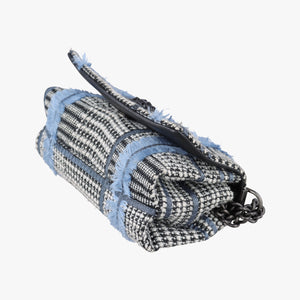 Secondhand VERSACE Palazzo Sultan Blue×White Tweed  & Leather  shoulderbag | stylenewstar