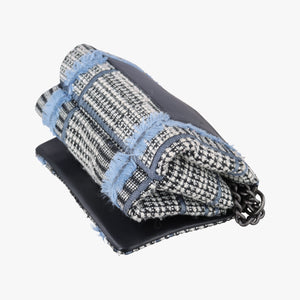 Secondhand VERSACE Palazzo Sultan Blue×White Tweed  & Leather  shoulderbag | stylenewstar