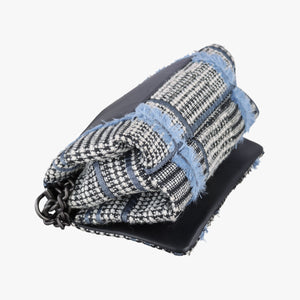 Secondhand VERSACE Palazzo Sultan Blue×White Tweed  & Leather  shoulderbag | stylenewstar