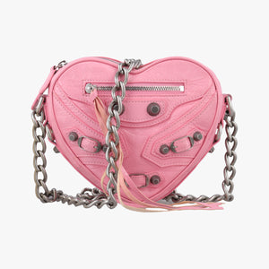 Pre-owned Balenciaga Le Cagole Heart Mini Pink lambskin  shoulderbag | stylenewstar