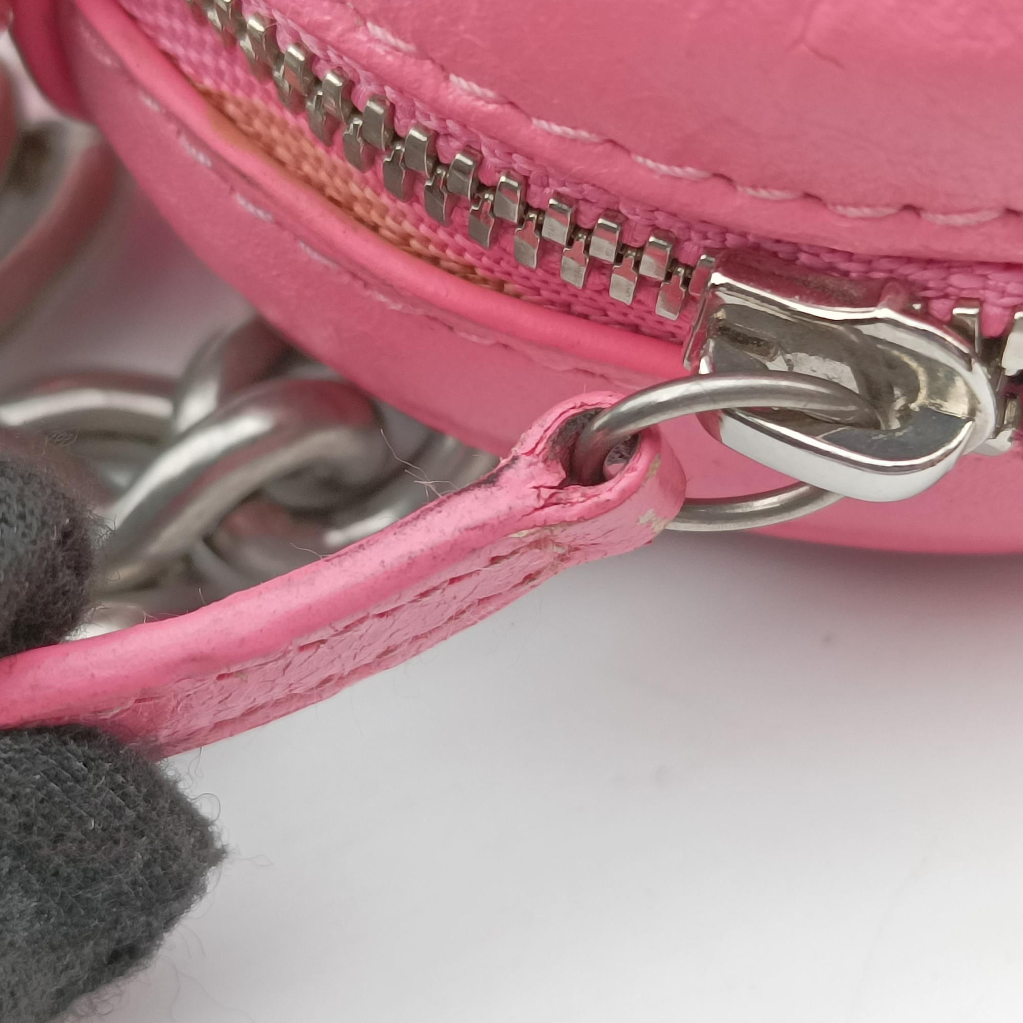 Pre-owned Balenciaga Le Cagole Heart Mini Pink lambskin  shoulderbag | stylenewstar