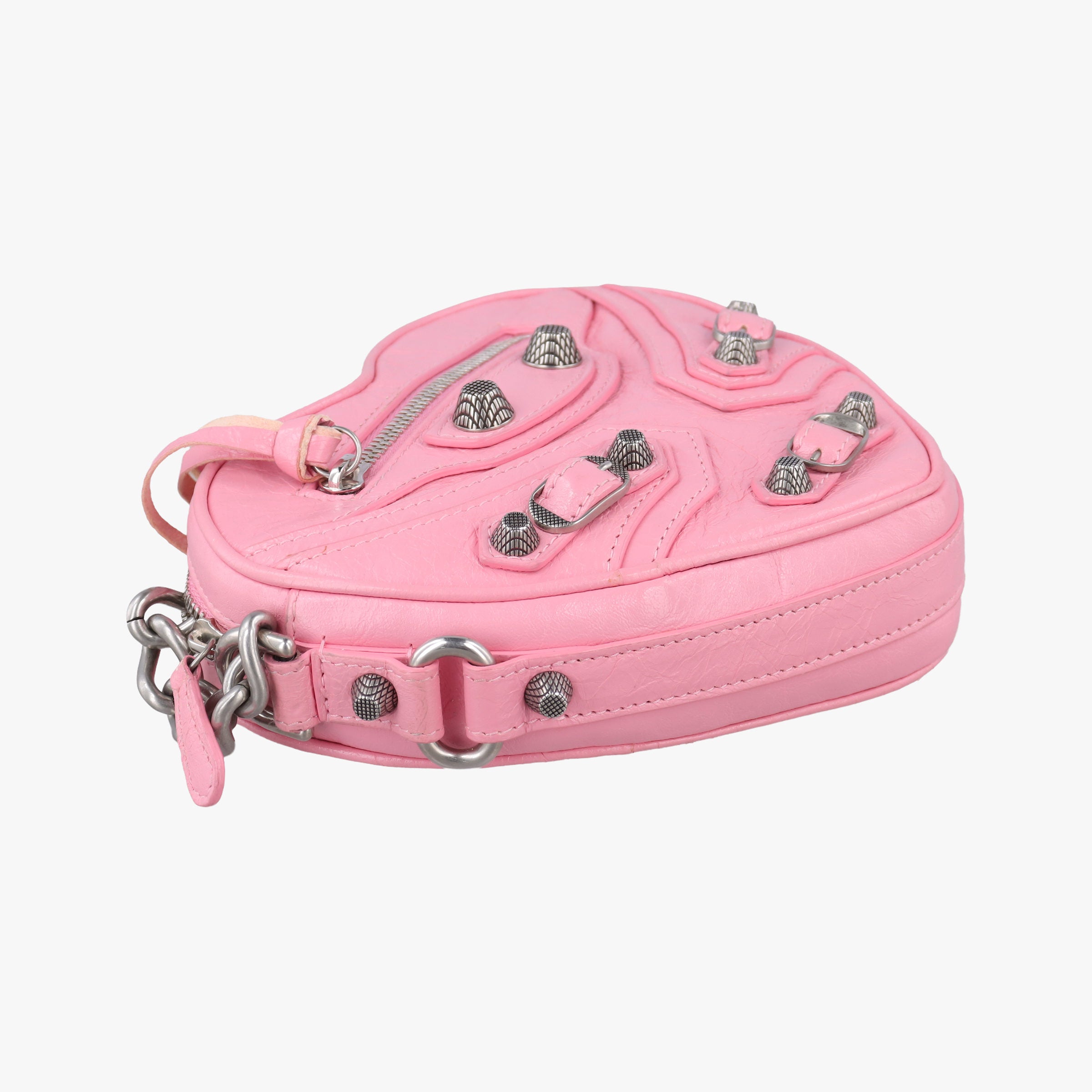 Pre-owned Balenciaga Le Cagole Heart Mini Pink lambskin  shoulderbag | stylenewstar