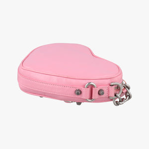Pre-owned Balenciaga Le Cagole Heart Mini Pink lambskin  shoulderbag | stylenewstar