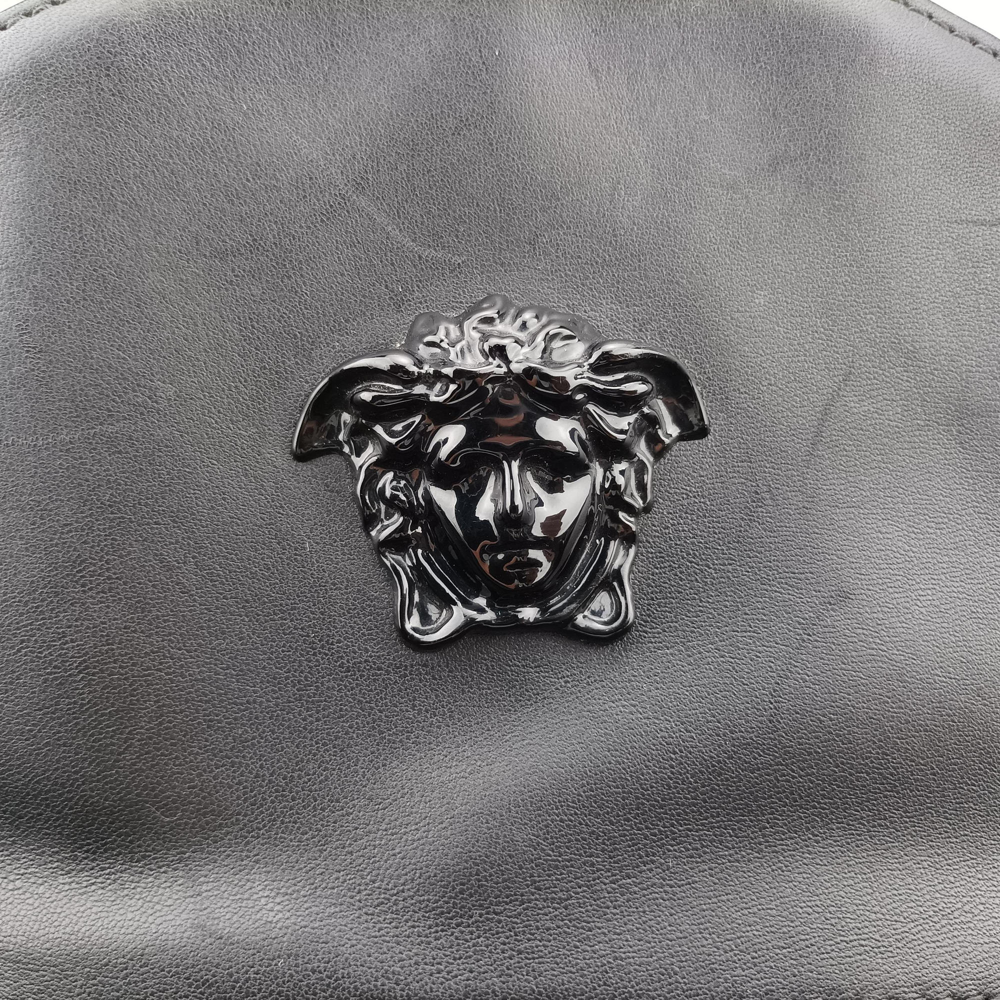 Pre-owned VERSACE La Medusa Black Leather  backpack/rucksack | stylenewstar