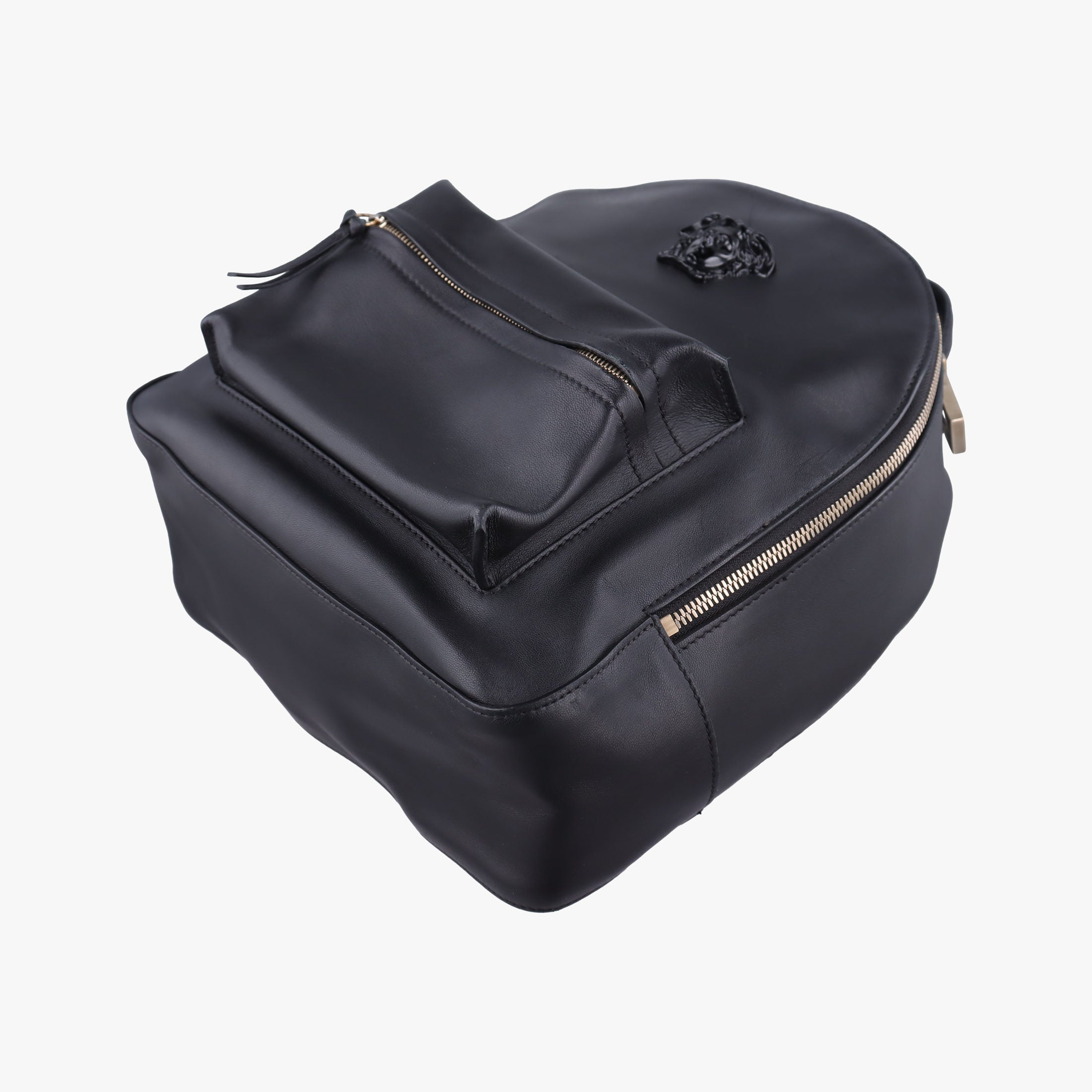 Pre-owned VERSACE La Medusa Black Leather  backpack/rucksack | stylenewstar