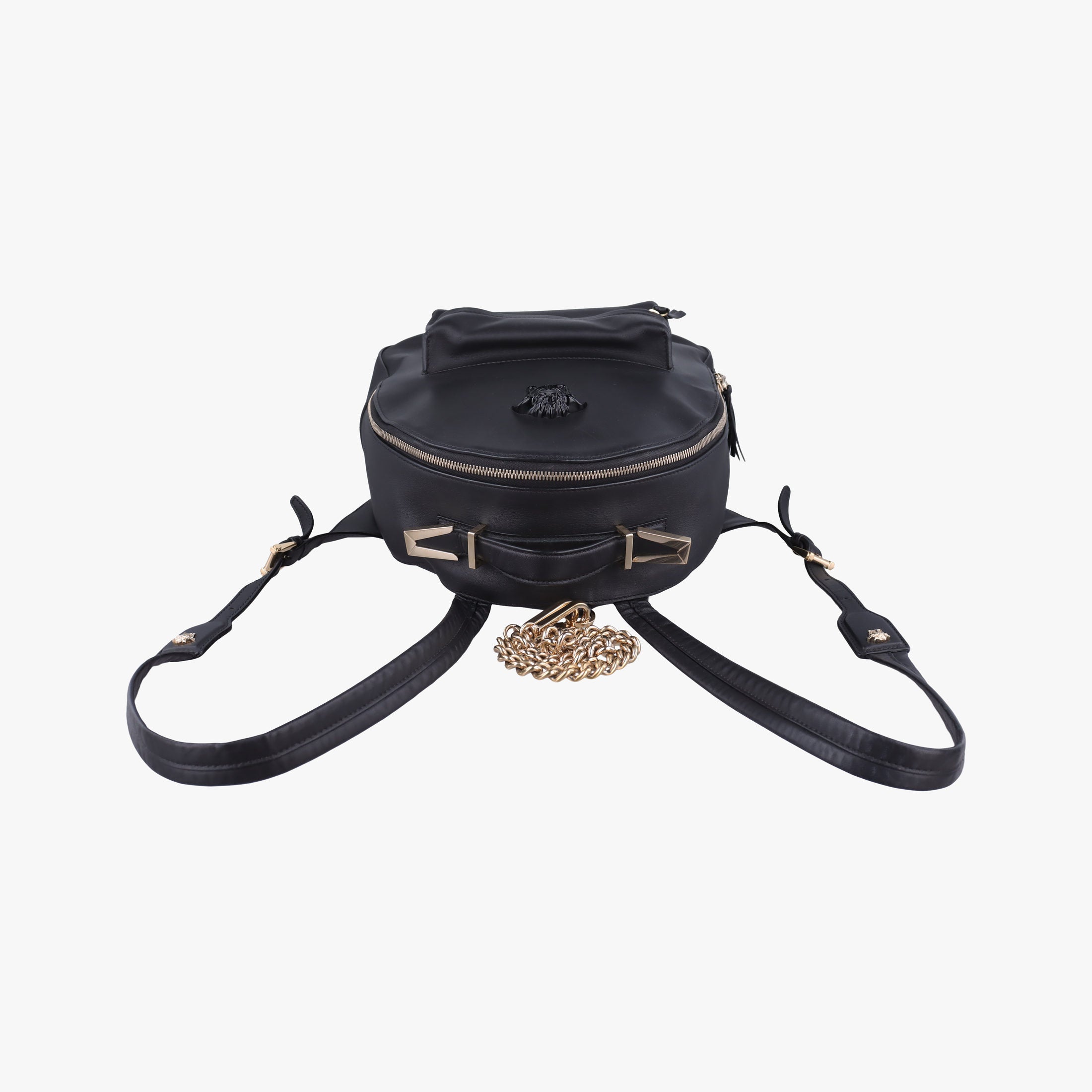 Pre-owned VERSACE La Medusa Black Leather  backpack/rucksack | stylenewstar