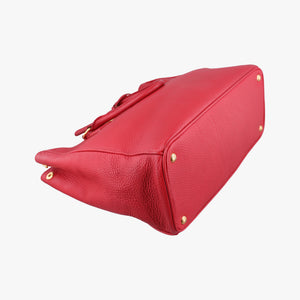 Pre-owned Prada Vitello Daino Top Handle Red Leather BN2420 handbag | stylenewstar