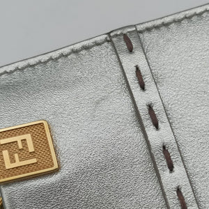 Pre-owned Fendi MINI SUNSHINE SHOPPER Silver Leather 8BS051 shoulderbag | stylenewstar