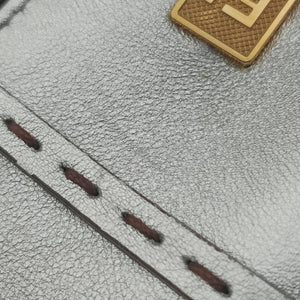 Pre-owned Fendi MINI SUNSHINE SHOPPER Silver Leather 8BS051 shoulderbag | stylenewstar