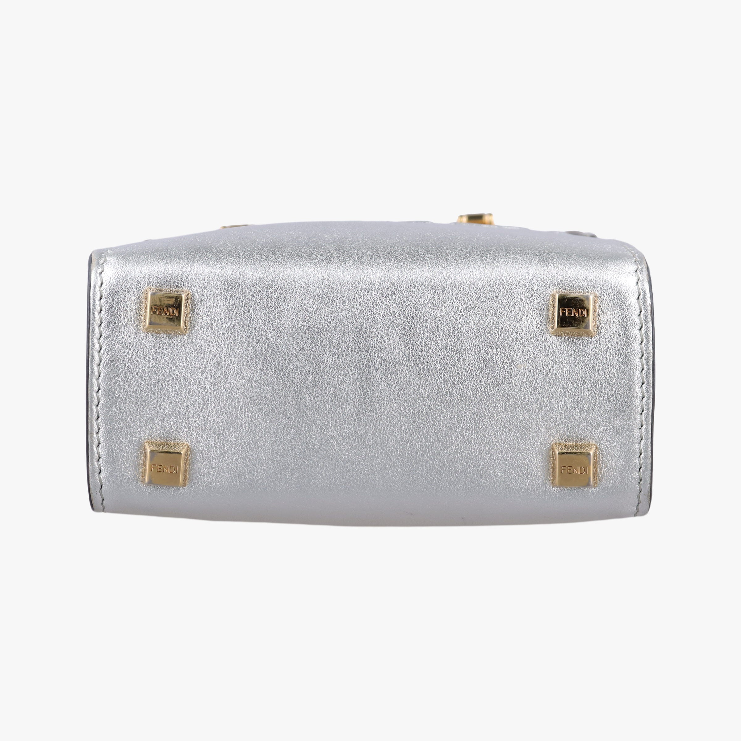 Pre-owned Fendi MINI SUNSHINE SHOPPER Silver Leather 8BS051 shoulderbag | stylenewstar