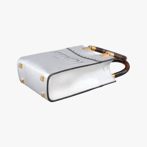 Pre-owned Fendi MINI SUNSHINE SHOPPER Silver Leather 8BS051 shoulderbag | stylenewstar