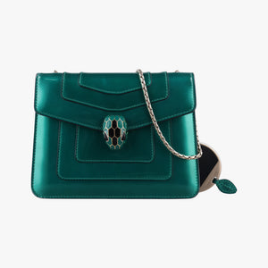 Vintage Bvlgari Serpenti Forever Green enamel  shoulderbag | stylenewstar