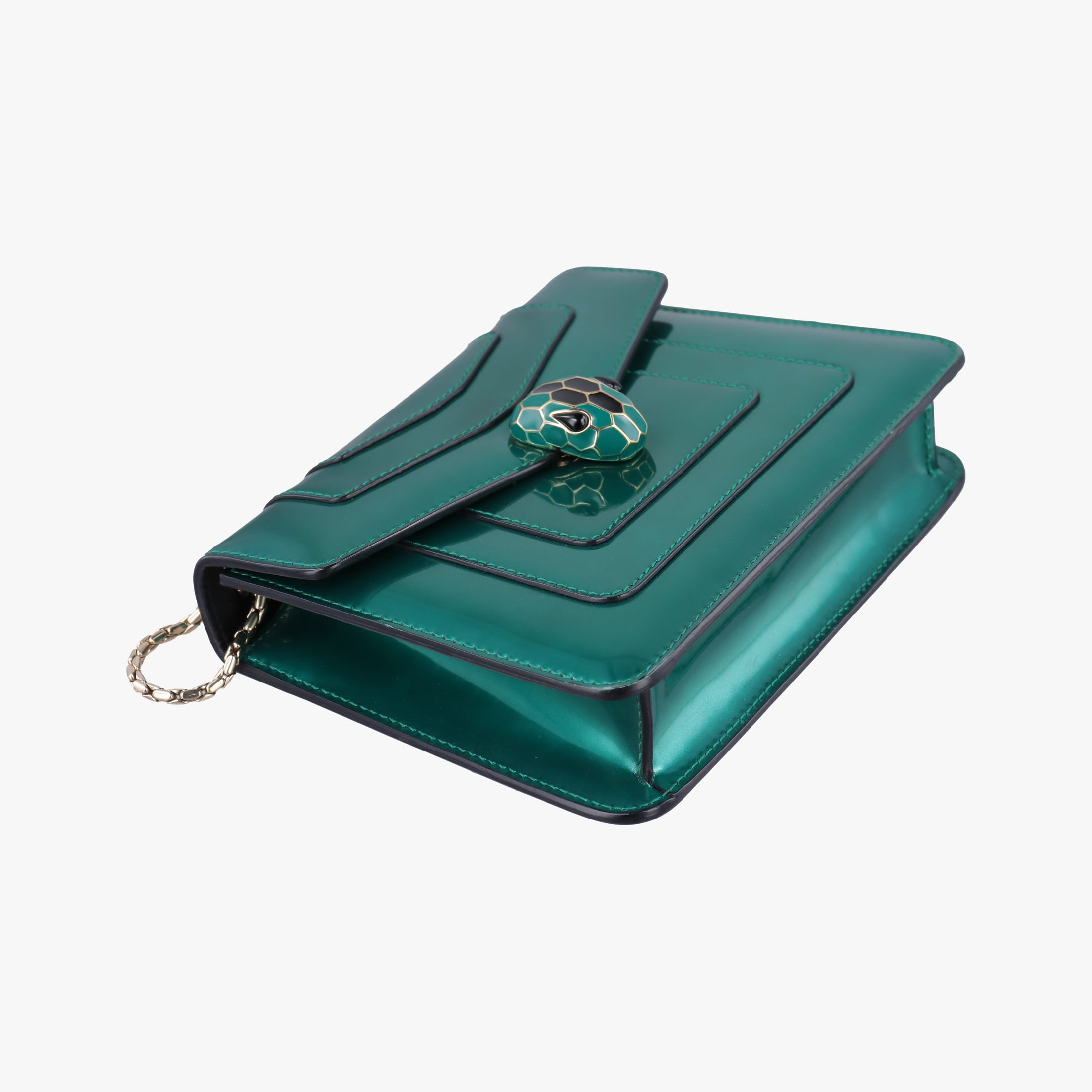 Vintage Bvlgari Serpenti Forever Green enamel  shoulderbag | stylenewstar