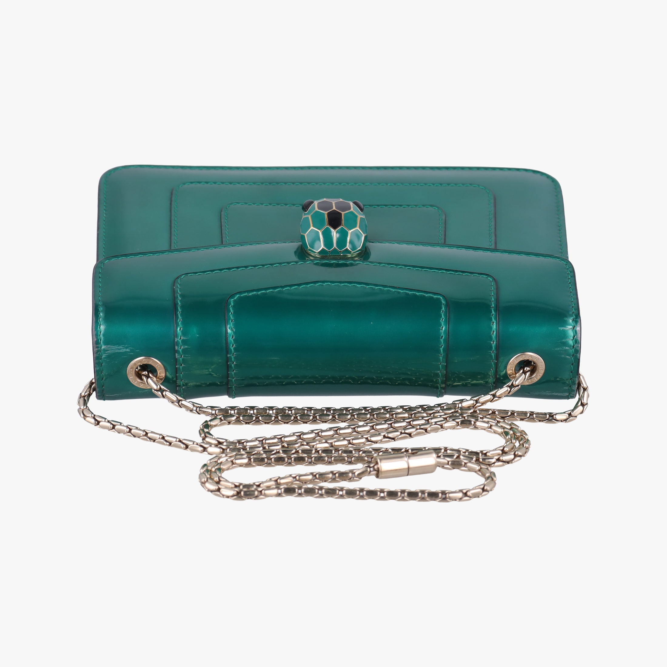 Vintage Bvlgari Serpenti Forever Green enamel  shoulderbag | stylenewstar