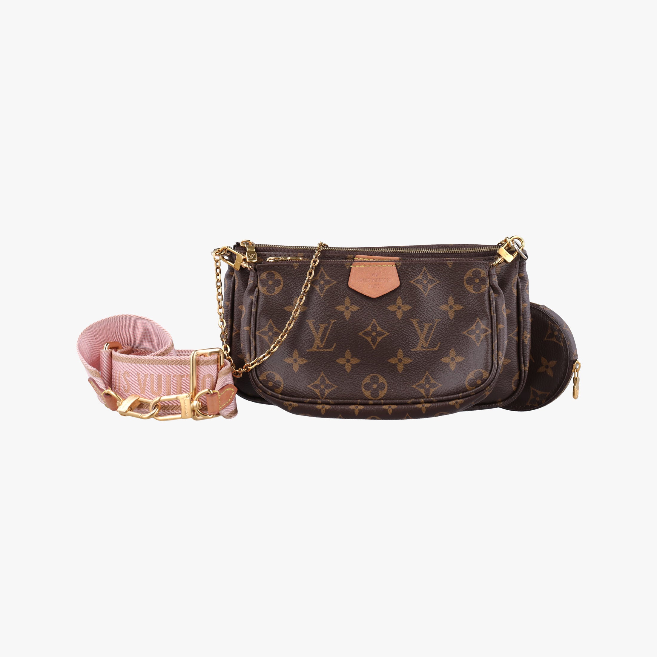 Pre-owned Louis Vuitton MULTI POCHETTE ACCESSOIRES MARRON×ROSE CLAIRE Monogram Canvas M44840 shoulderbag | stylenewstar