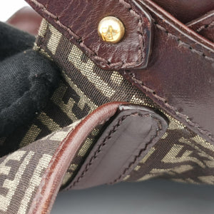 Pre-owned Fendi Zucchino Borsa Brown canvas×leather 8BR429 shoulderbag | stylenewstar
