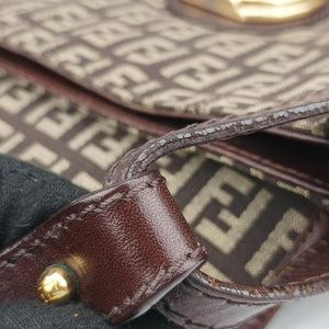 Pre-owned Fendi Zucchino Borsa Brown canvas×leather 8BR429 shoulderbag | stylenewstar