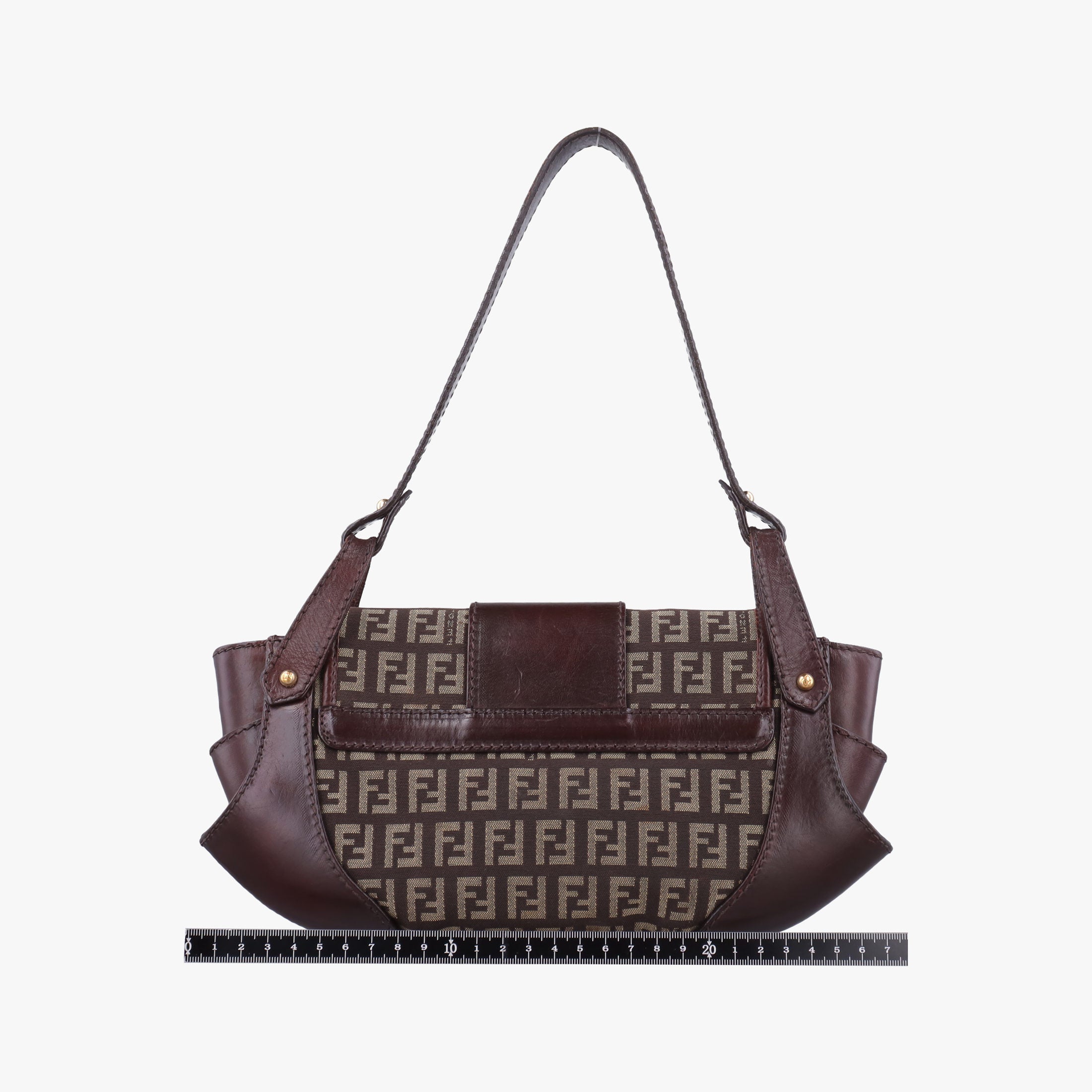 Pre-owned Fendi Zucchino Borsa Brown canvas×leather 8BR429 shoulderbag | stylenewstar