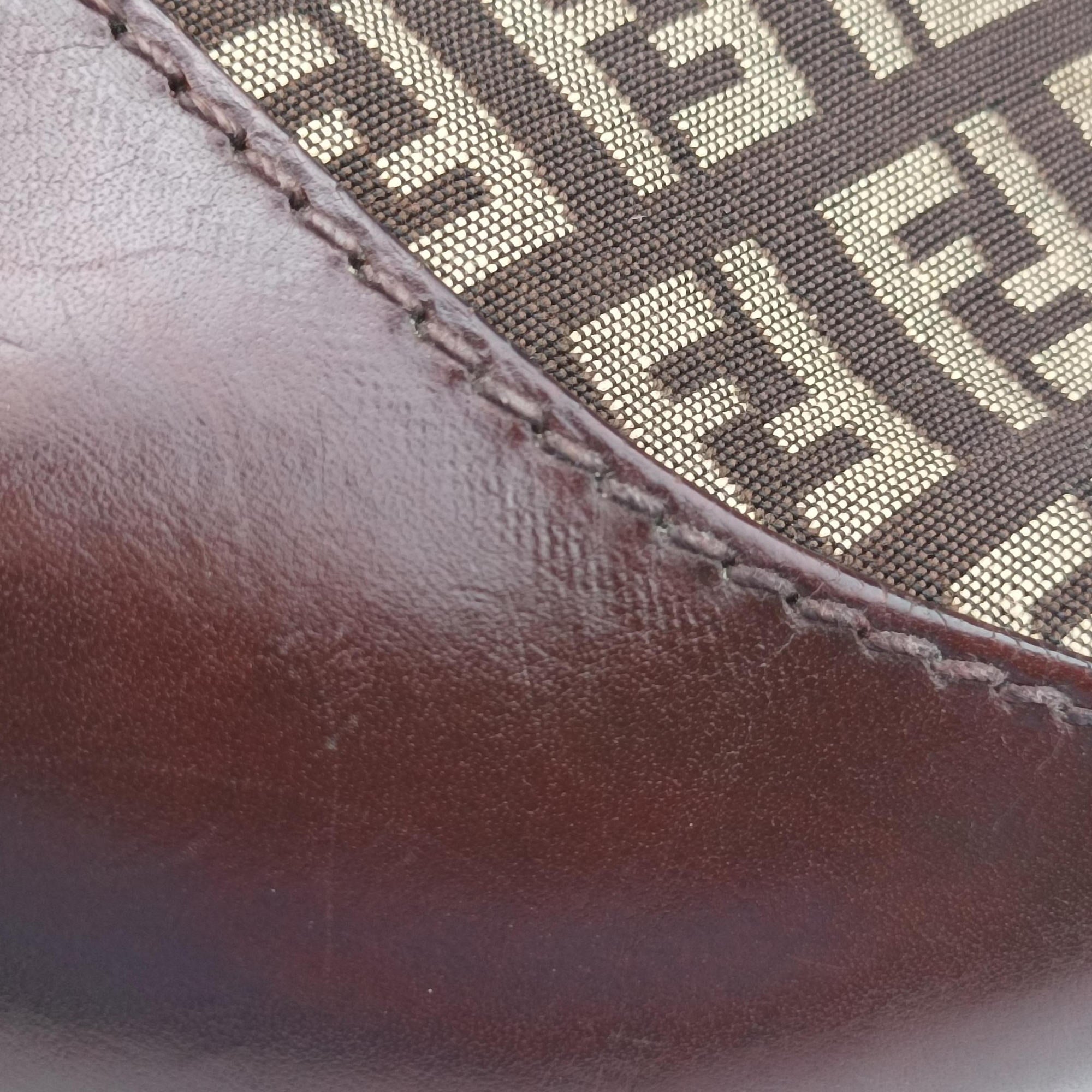 Pre-owned Fendi Zucchino Borsa Brown canvas×leather 8BR429 shoulderbag | stylenewstar