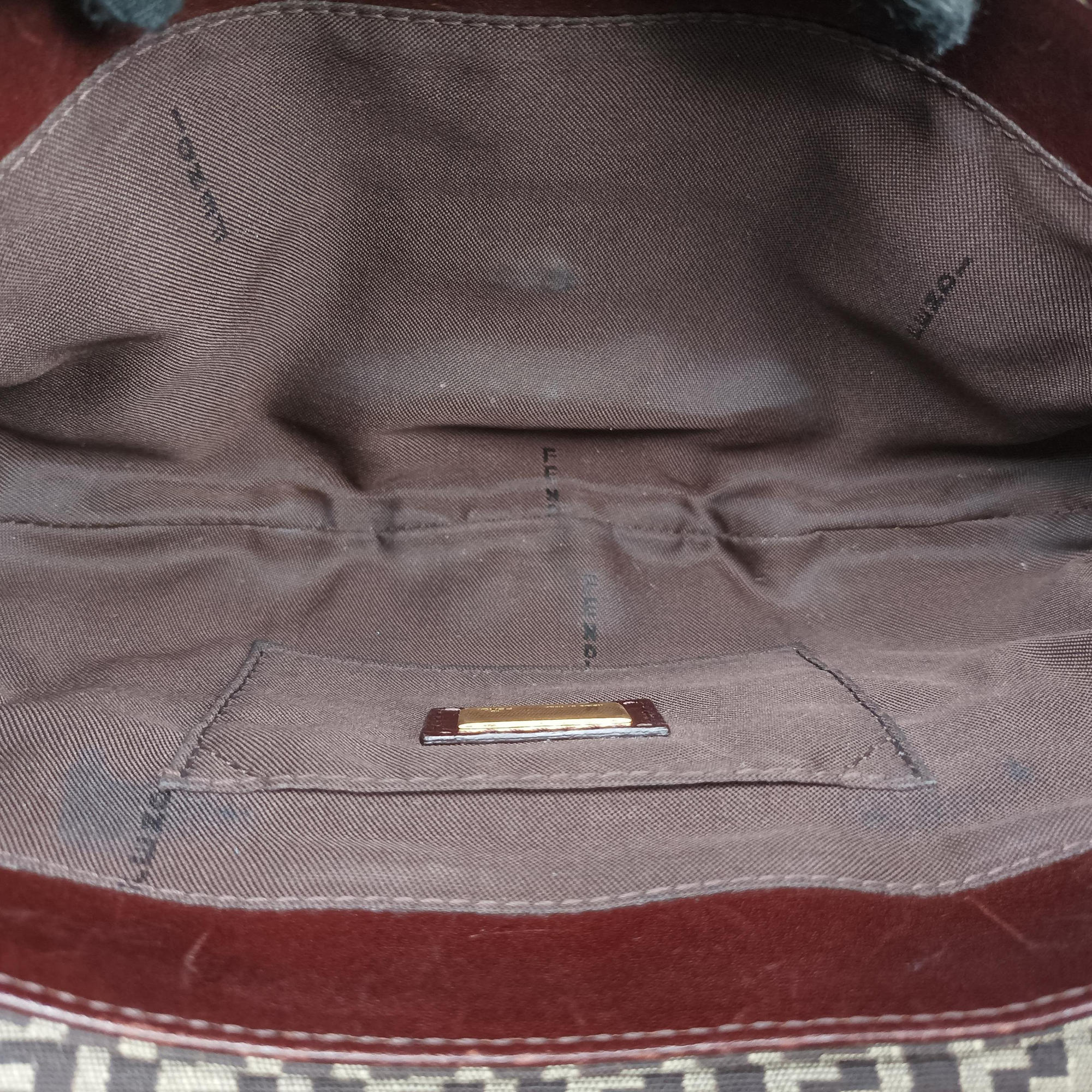 Pre-owned Fendi Zucchino Borsa Brown canvas×leather 8BR429 shoulderbag | stylenewstar
