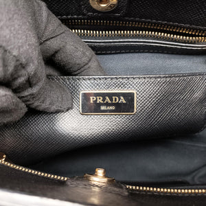 Pre-owned Prada Double Zip Convertible Tote Black×Blue Saffiano Leather×Leather  handbag | stylenewstar