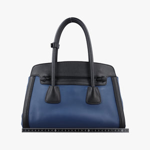 Pre-owned Prada Double Zip Convertible Tote Black×Blue Saffiano Leather×Leather  handbag | stylenewstar