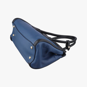 Pre-owned Prada Double Zip Convertible Tote Black×Blue Saffiano Leather×Leather  handbag | stylenewstar