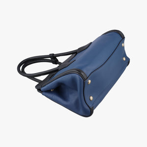 Pre-owned Prada Double Zip Convertible Tote Black×Blue Saffiano Leather×Leather  handbag | stylenewstar