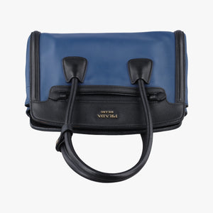 Pre-owned Prada Double Zip Convertible Tote Black×Blue Saffiano Leather×Leather  handbag | stylenewstar