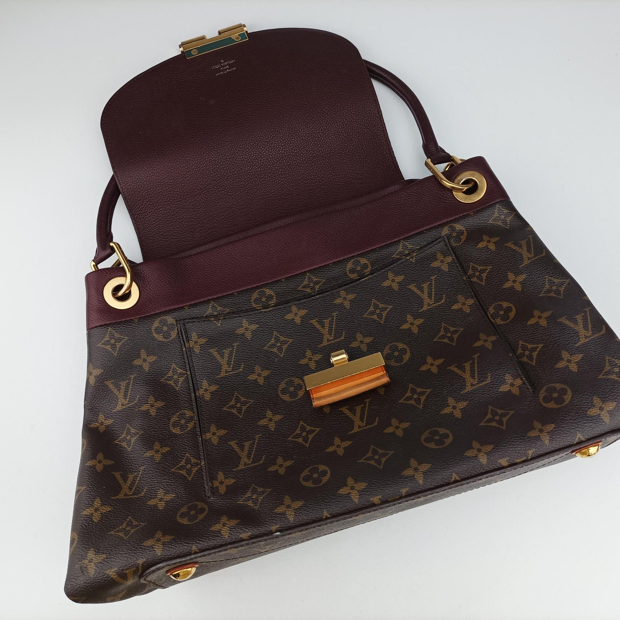 Vintage Louis Vuitton OLYMPE Brown×QUETSCHE Monogram Canvas×calf leather M40926 handbag | stylenewstar