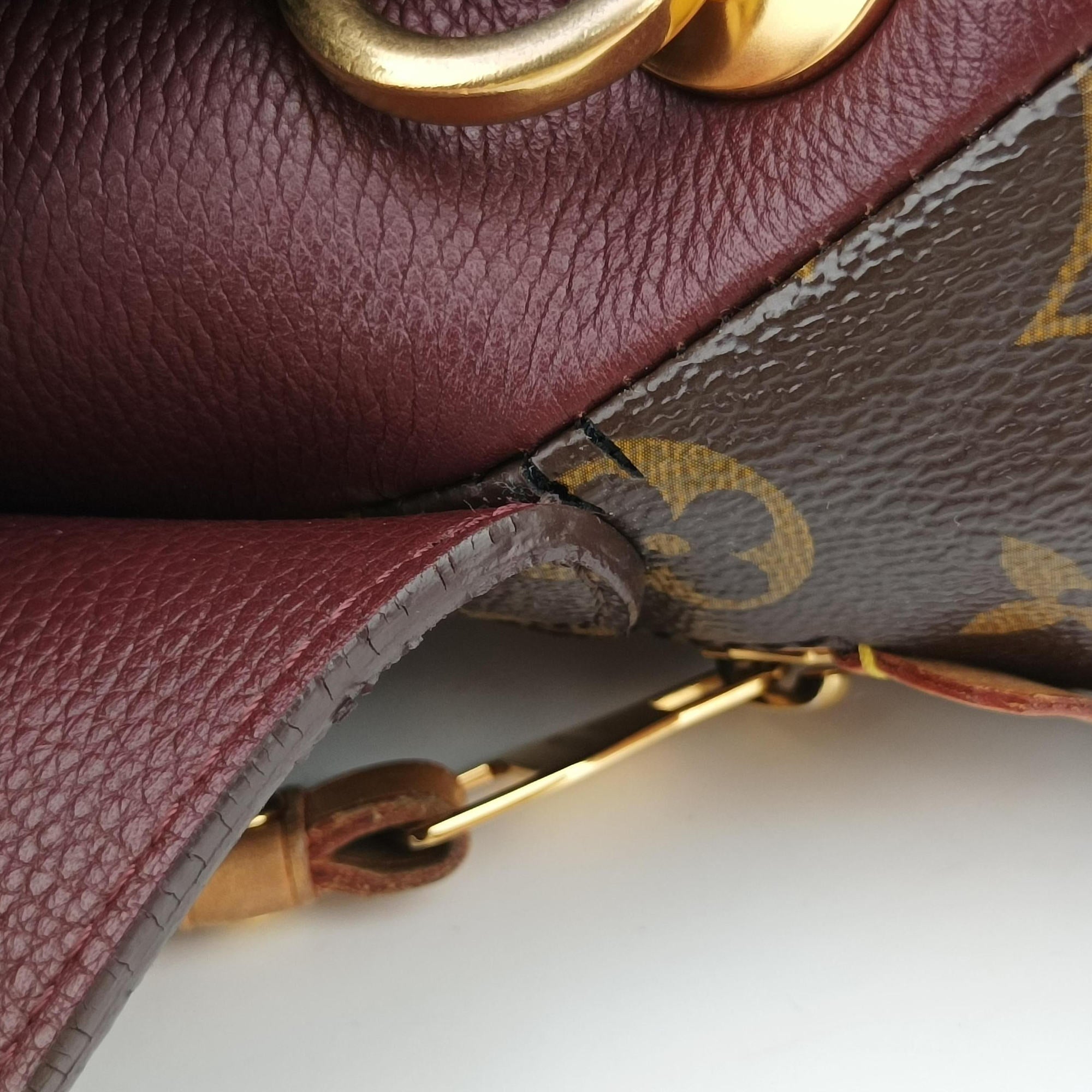 Vintage Louis Vuitton OLYMPE Brown×QUETSCHE Monogram Canvas×calf leather M40926 handbag | stylenewstar