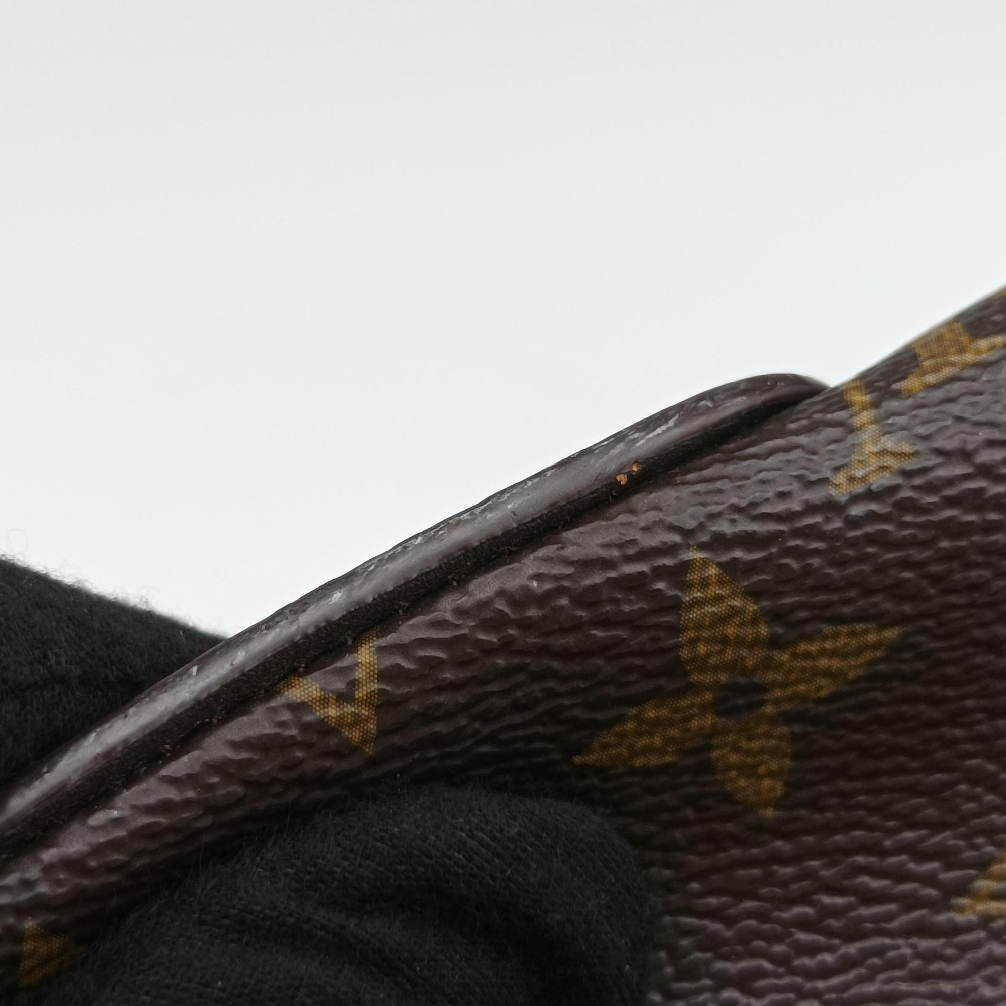 Vintage Louis Vuitton OLYMPE Brown×QUETSCHE Monogram Canvas×calf leather M40926 handbag | stylenewstar