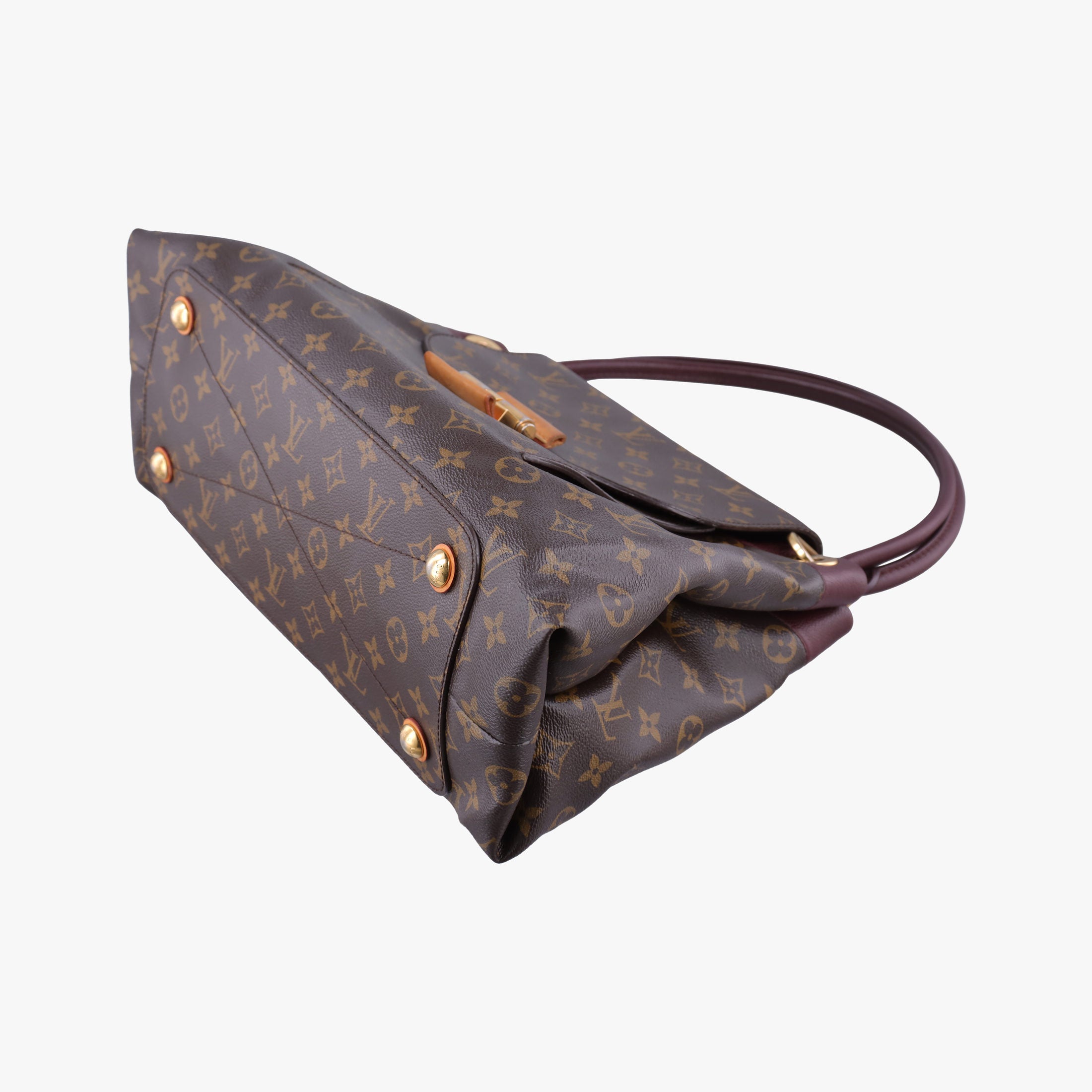 Vintage Louis Vuitton OLYMPE Brown×QUETSCHE Monogram Canvas×calf leather M40926 handbag | stylenewstar