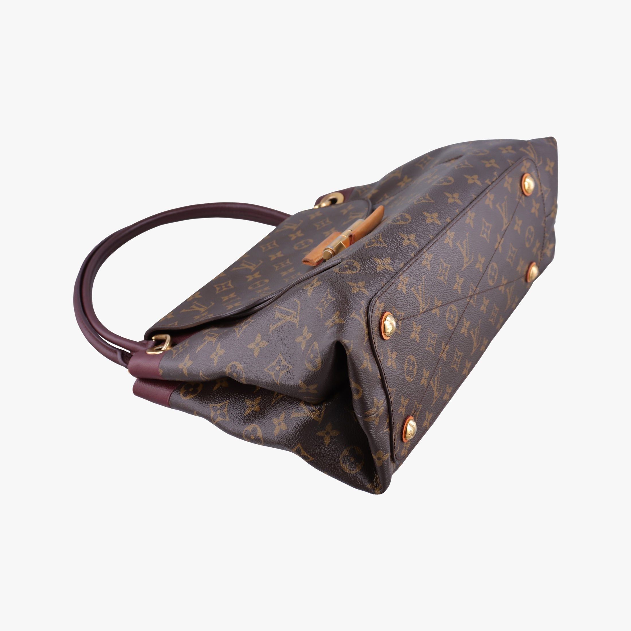 Vintage Louis Vuitton OLYMPE Brown×QUETSCHE Monogram Canvas×calf leather M40926 handbag | stylenewstar