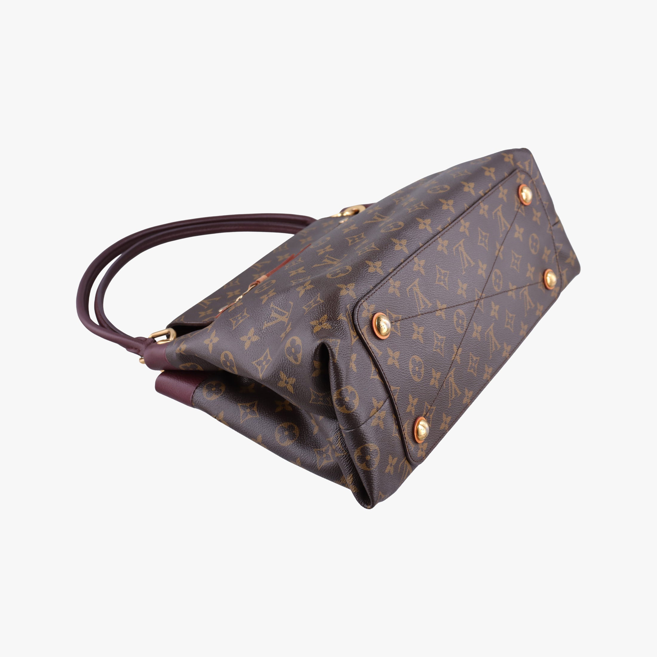 Vintage Louis Vuitton OLYMPE Brown×QUETSCHE Monogram Canvas×calf leather M40926 handbag | stylenewstar