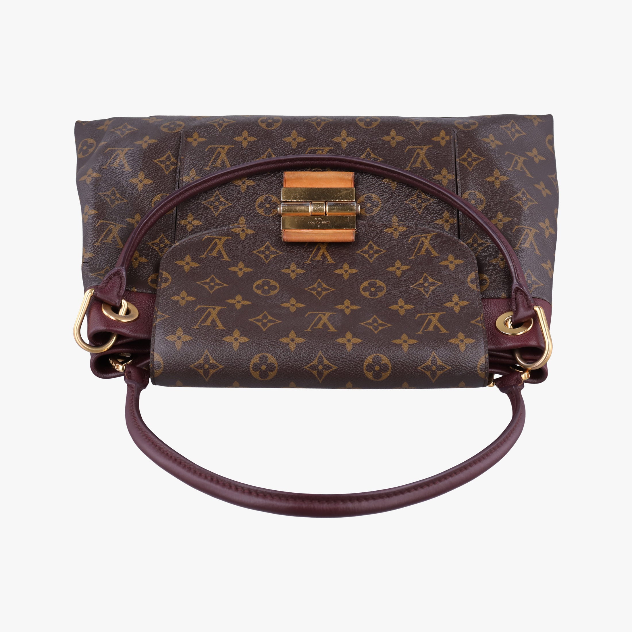 Vintage Louis Vuitton OLYMPE Brown×QUETSCHE Monogram Canvas×calf leather M40926 handbag | stylenewstar