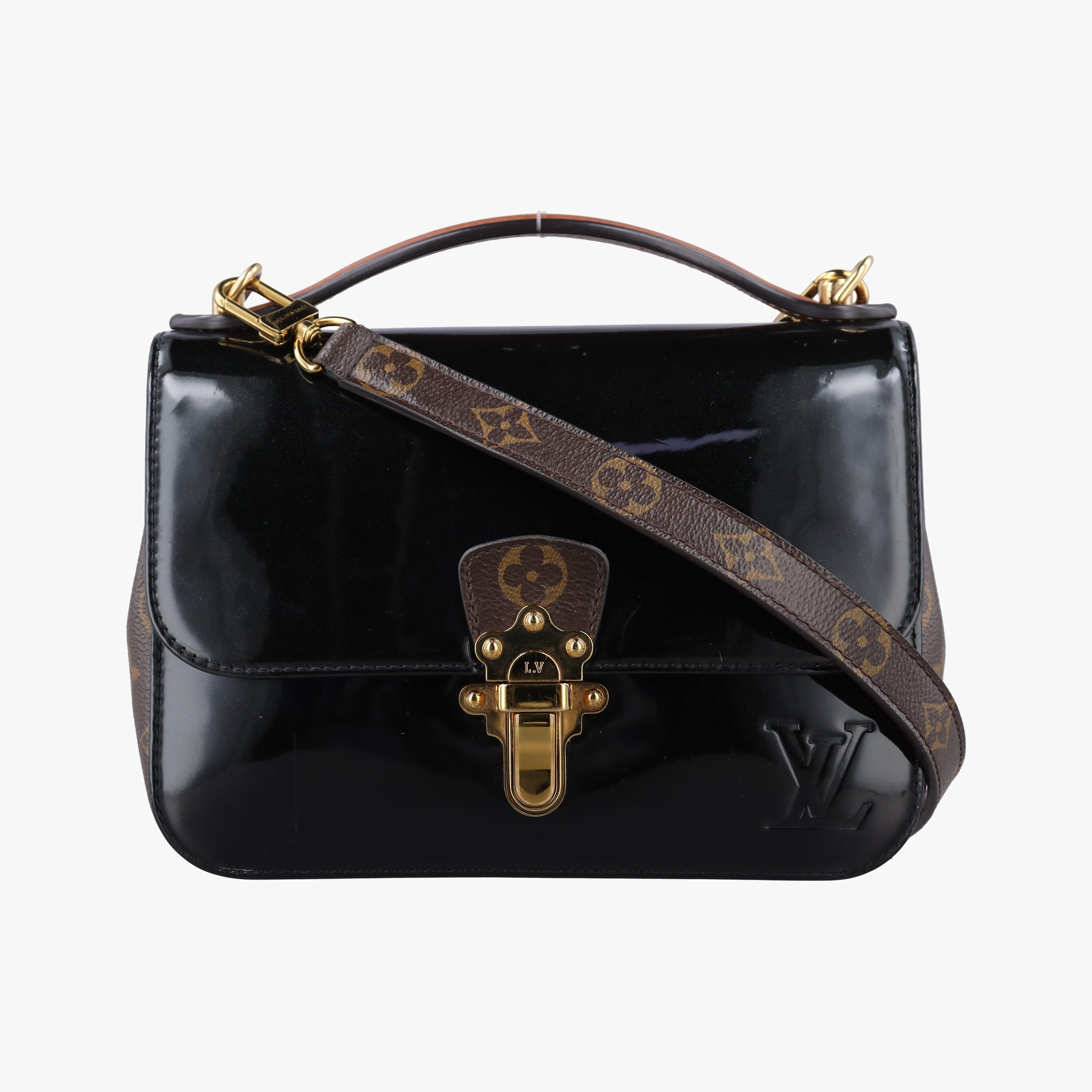 Pre-owned Louis Vuitton Cherrywood BB brown×black Monogram Canvas×Vernis M51953 shoulderbag | stylenewstar