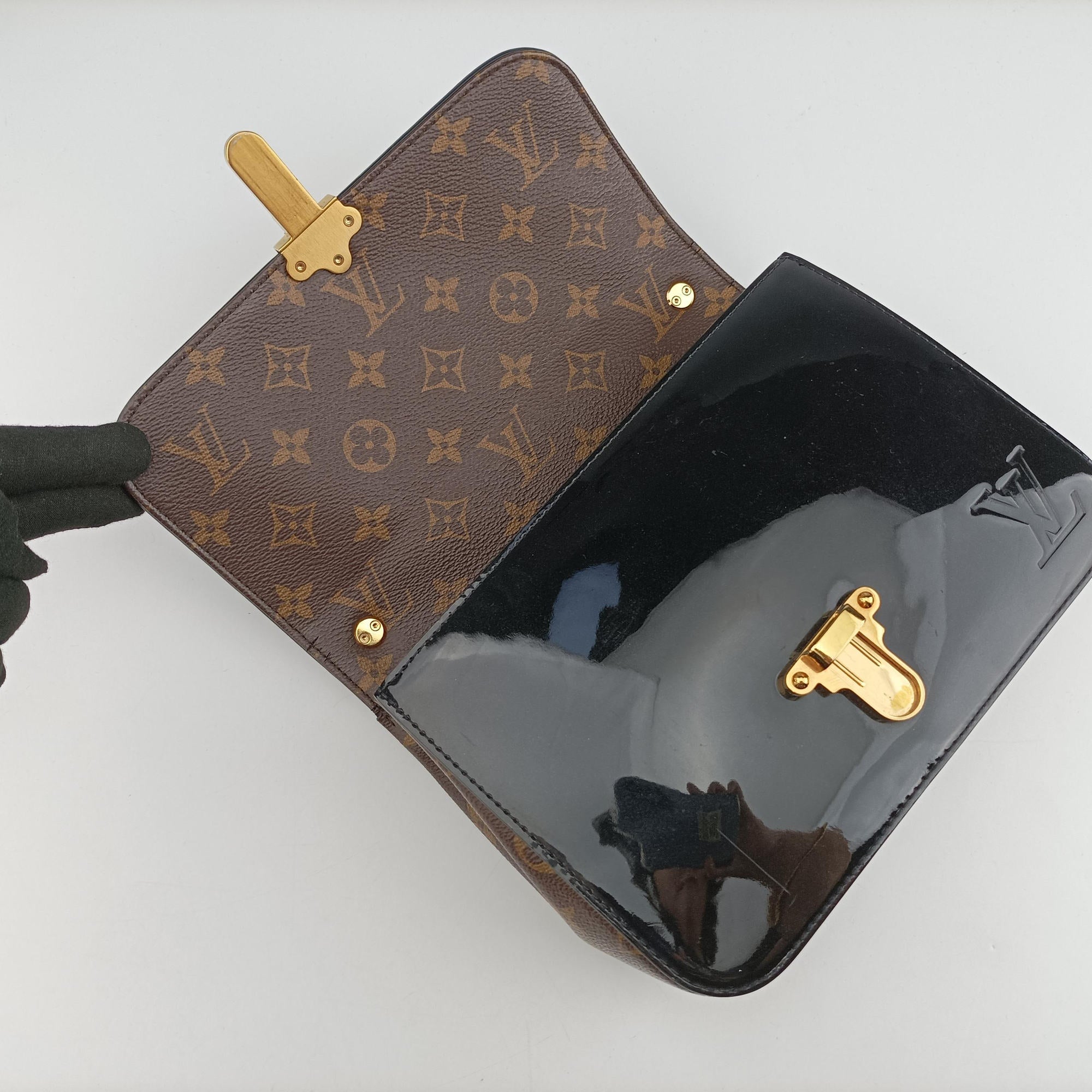 Pre-owned Louis Vuitton Cherrywood BB brown×black Monogram Canvas×Vernis M51953 shoulderbag | stylenewstar