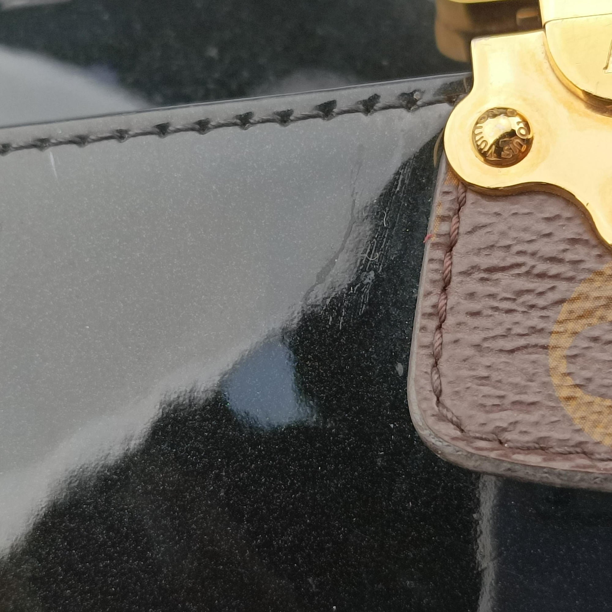 Pre-owned Louis Vuitton Cherrywood BB brown×black Monogram Canvas×Vernis M51953 shoulderbag | stylenewstar