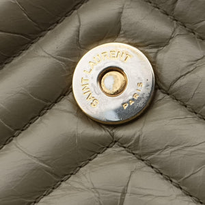 Pre-owned Yves Saint Laurent COLLEGE Green Leather 428056 shoulderbag | stylenewstar